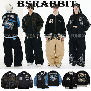 2526BSRABBIT韩国滑雪服男女款单板双板防水棒球衣开衫蓝色兔子