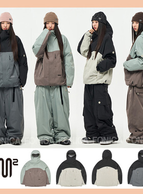 2526USS2韩国滑雪服防水防风衣男女款单板双板连帽拉链保暖灰色3L