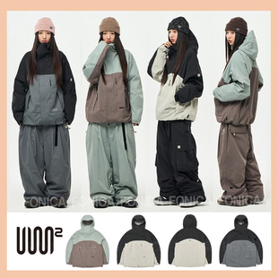 单板双板连帽拉链保暖灰色3L 2526USS2韩国滑雪服防水防风衣男女款