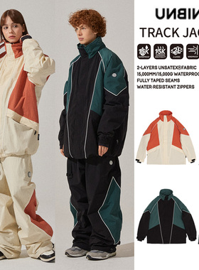 24UNBIND韩国滑雪服男女款单板双板保暖耐磨防水户外风衣橘绿色2L