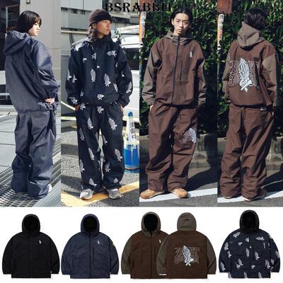 24BSRABBIT韩国滑雪服衣防水防风耐磨男女款双板单板拉链连帽棕色