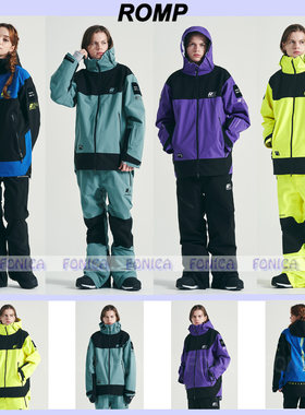 韩国单双板男女款黑白防水滑雪服