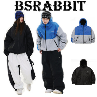 2526BSRABBIT韩国滑雪服男女款单板双板防水连帽开衫套装蓝色