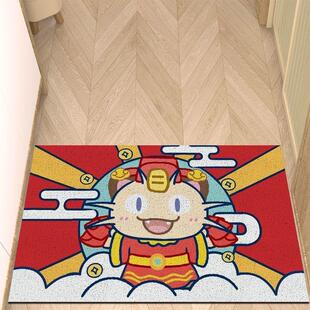 新年宝可梦入户门红色丝圈地垫皮卡丘进门玄关大门口喜庆防滑脚垫