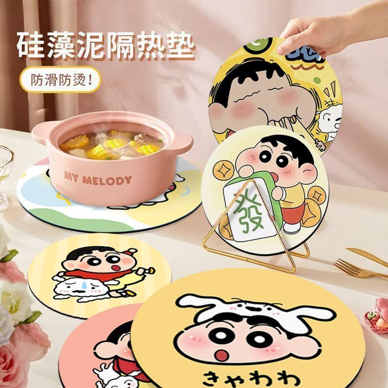 蜡笔小新个性软硅藻泥杯垫厨房餐桌沥水垫装饰用品吸水防滑置物垫