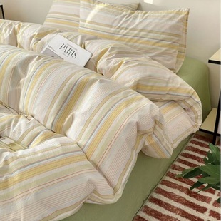 定做水洗棉条纹纯色宿舍薄床垫套榻榻米床笠罩纯棉全包保护罩定制