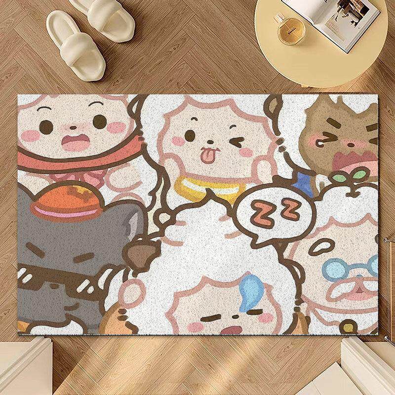 卡通可爱喜羊羊与灰太狼室内入户丝圈地垫入门玄关耐脏除尘脚垫