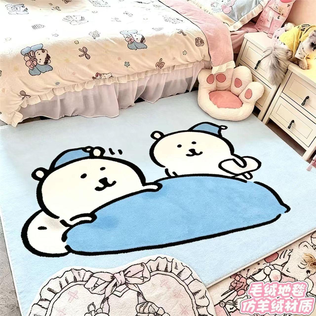客厅少女心地毯卧室仿羊绒地垫卧