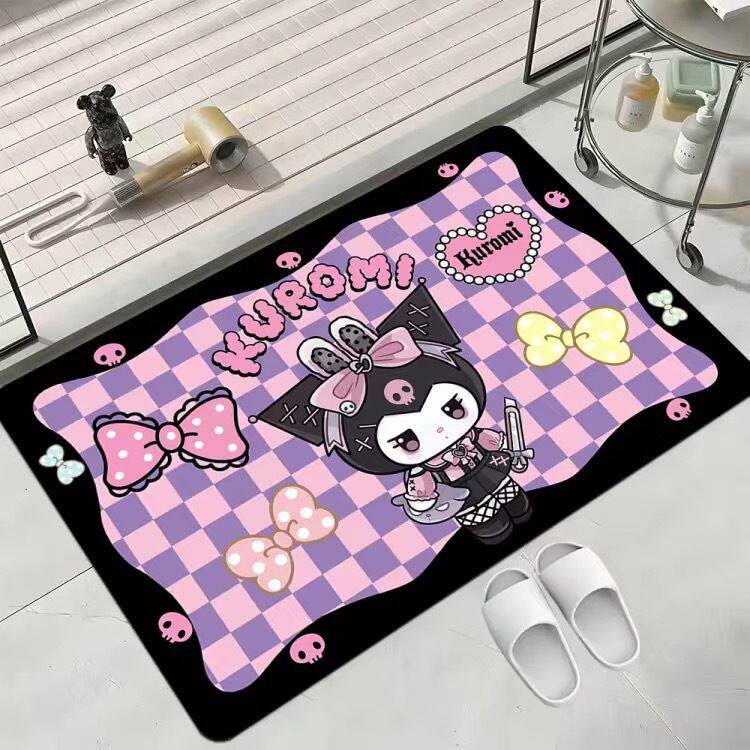 三丽鸥库洛米卫生间浴室防滑吸水速干地垫入户软垫卧室地毯硅藻泥