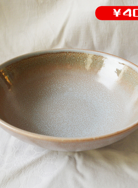 日式料理面条汤碗 豪庭外贸陶瓷餐具 8寸棕灰色水果沙拉菜饭碗