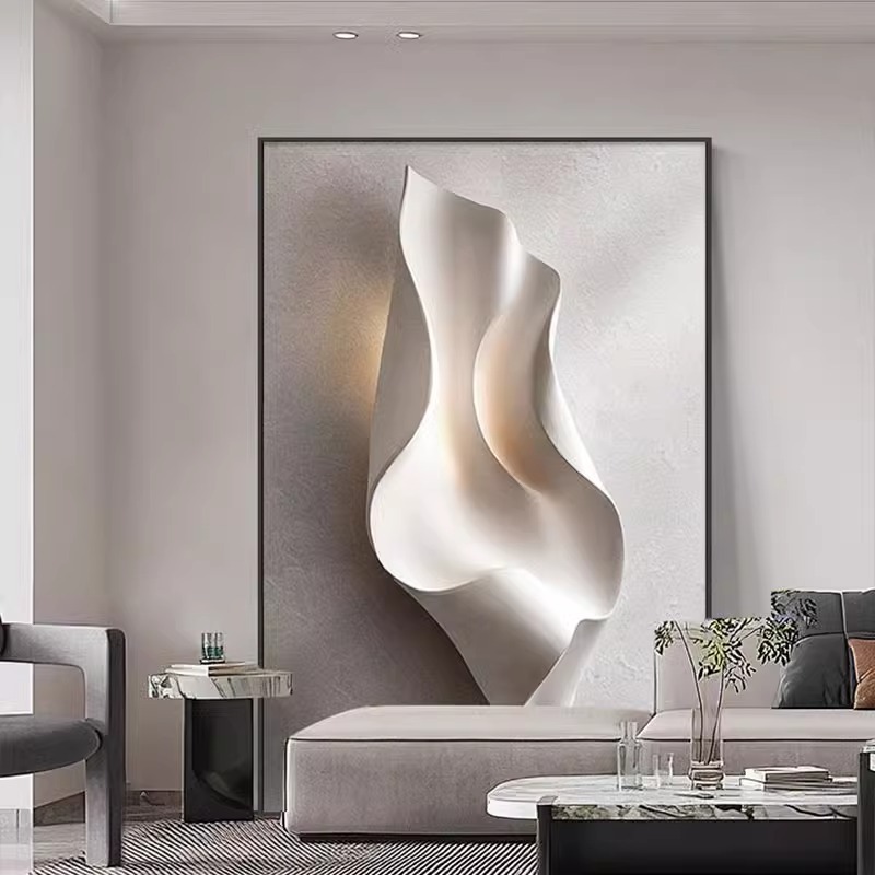 现代简约高级感客厅装饰挂画浮雕立体感沙发背景墙壁画餐厅玄关画图片