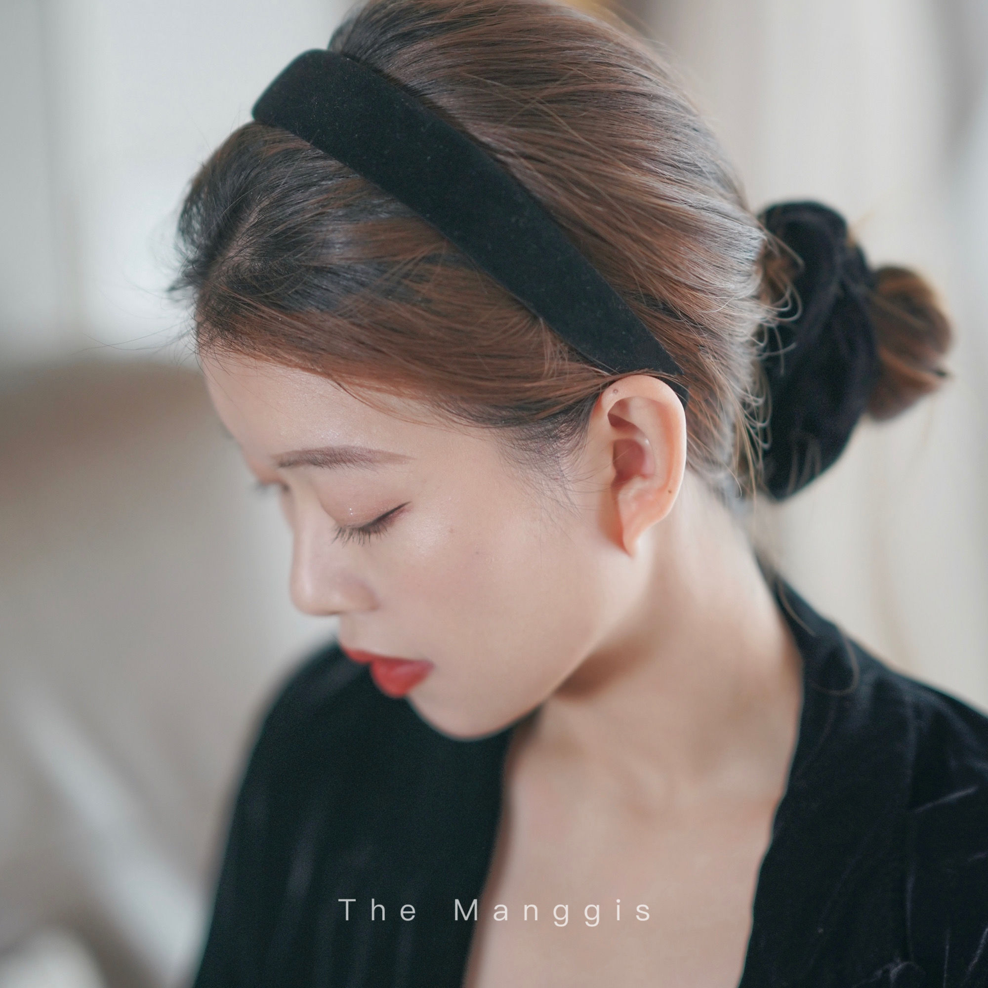 Manggis法式复古丝绒纯色发箍