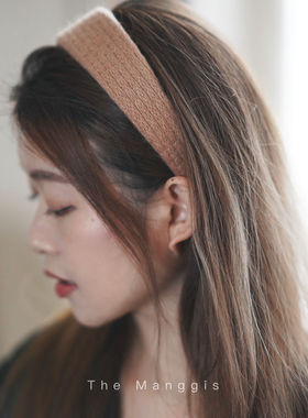 Manggis Knitting温柔彩虹毛线针织头箍气质显瘦秋冬马海毛发箍韩