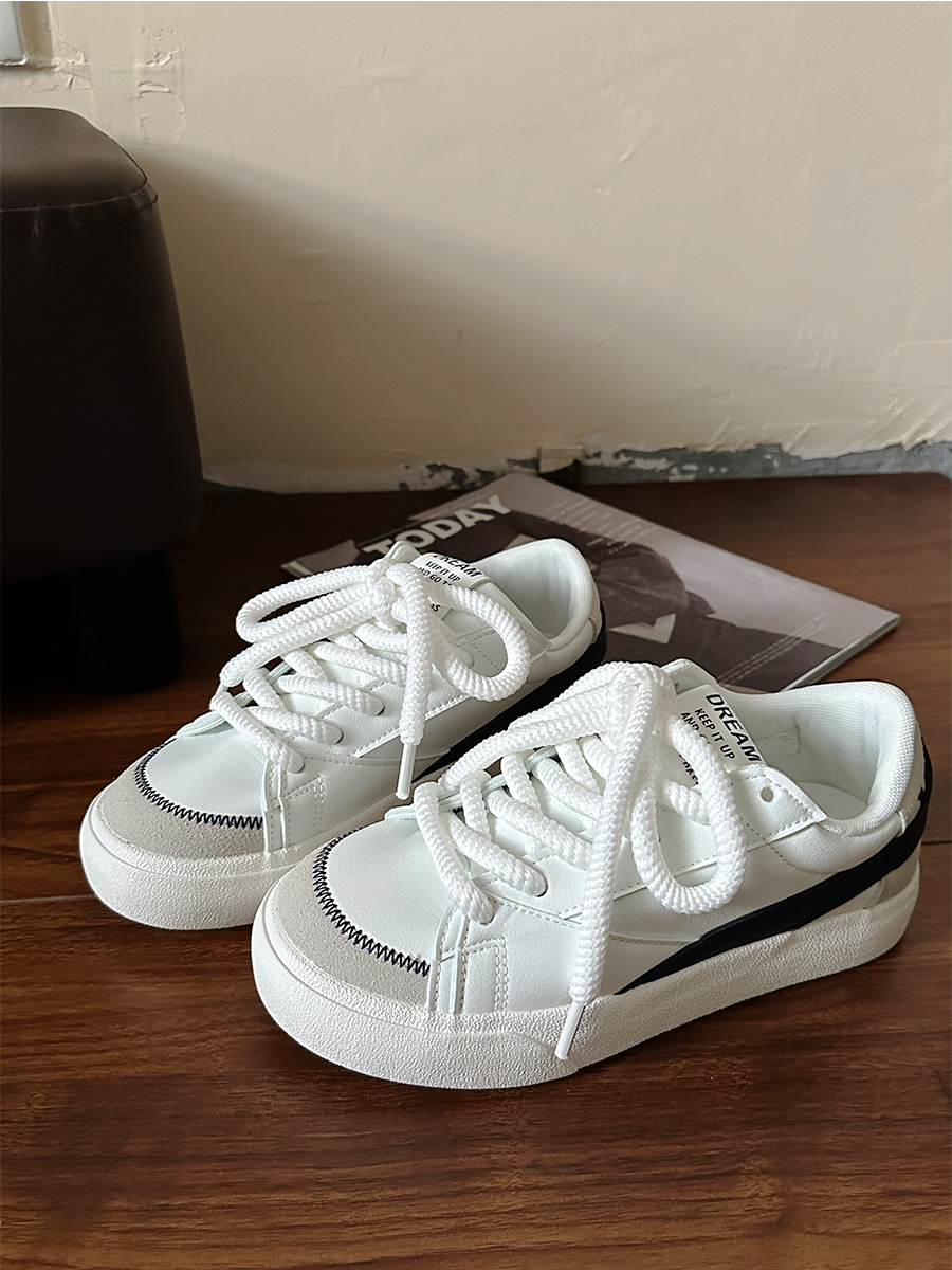 单鞋韩系平底嘻哈风小白鞋