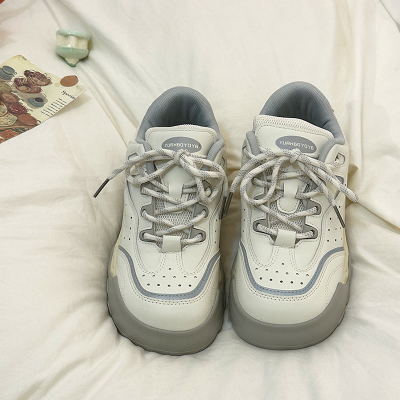 厚底复古登山鞋透气百搭小白鞋子秋女小众新款老爹鞋休闲运动板鞋
