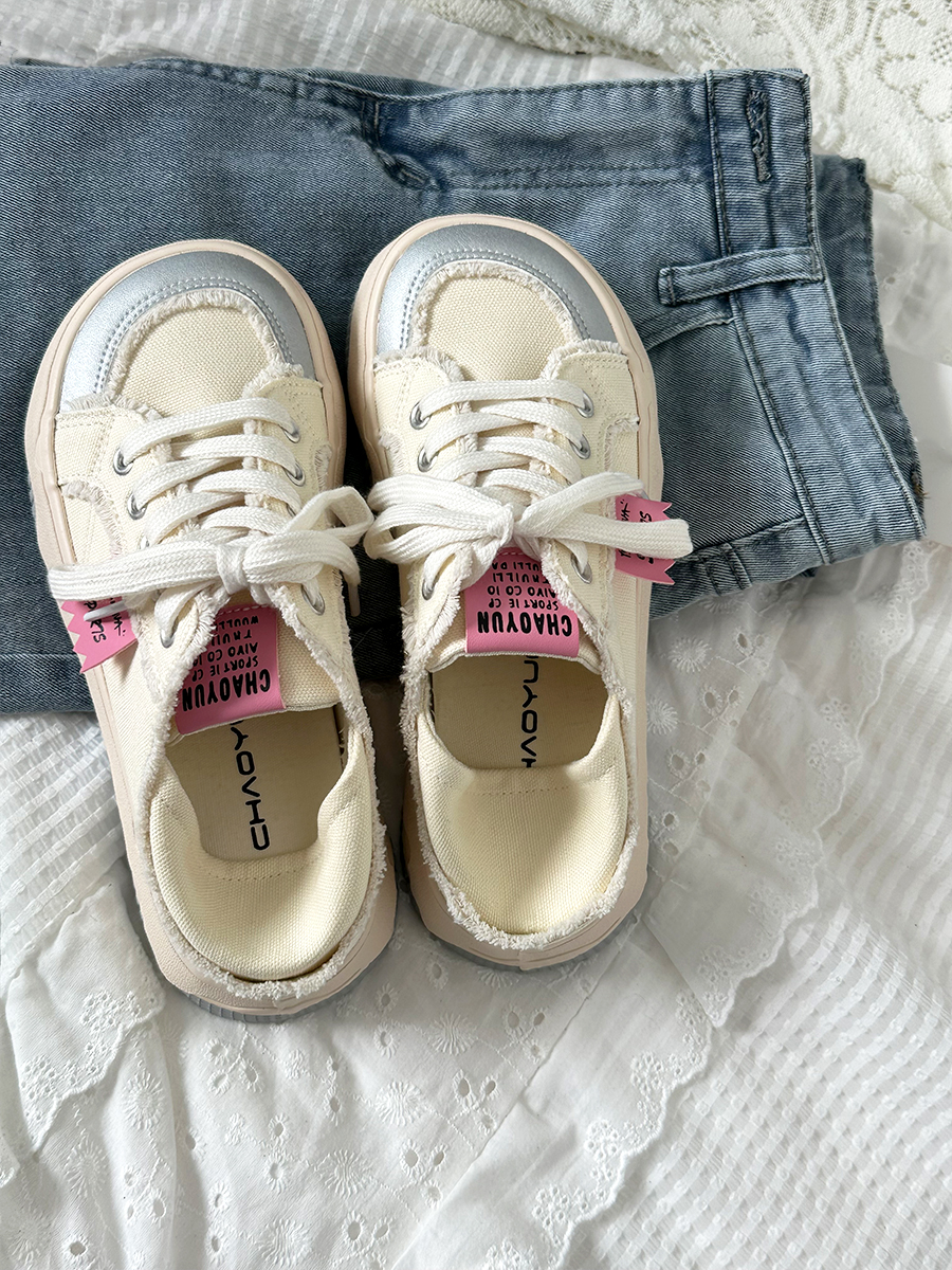 可爱大头两穿半拖厚底夏季小白鞋