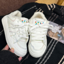 超保暖二棉加绒小白鞋女2025冬季新款百搭板鞋ins厚底运动面包鞋