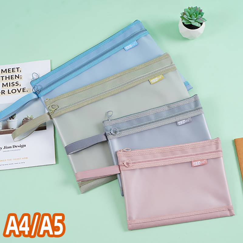 a5文件袋A4资料包拉链式透明防水孕妇产检收纳袋学生用简约文具袋