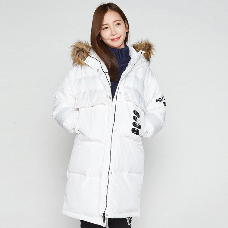 【断码M】艾格冬季女装百搭加厚中长款休闲连帽羽绒服Y931