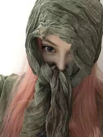 Funckfasss- "Moth of the Dead Leaves" Distressed- Rendering- Faded Green Scarf