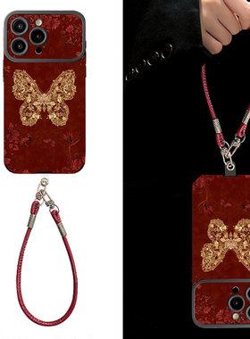 金蝶迎禧适用苹果17promax手机壳新年款iPhone16pro套15plus红色喜庆ip13pm硅胶防摔12por全包11p带挂绳14女