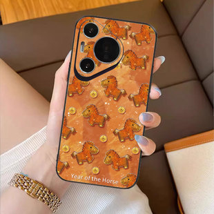 万马金安适用华为pura80pro手机壳m60新年款mate70荣耀magic8女50金色p40喜庆30马年p70高级感nova14小众400