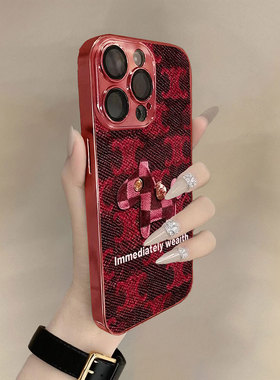 千禧鎏金适用苹果17promax手机壳新年款iPhone16pro套15plus红色喜庆ip13pm硅胶防摔12por全包11p带挂绳14女