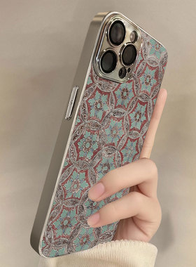 古纹织梦适用苹果17promax手机壳新款iPhone16pro套15plus复古艺术风ip13pm硅胶防摔12por全包11p带支架14女
