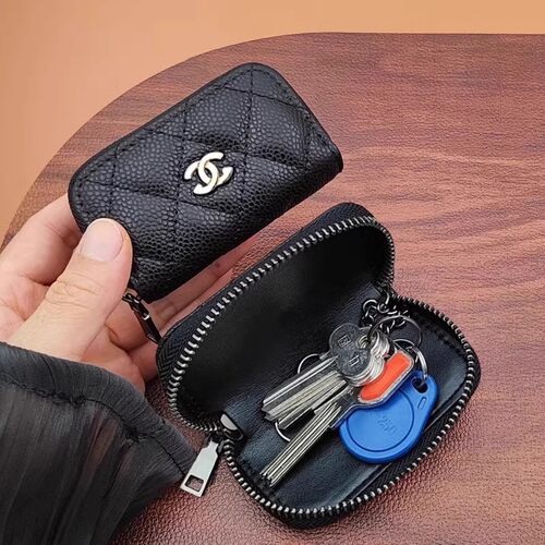 鱼子酱真皮迷你随身锁匙套零钱包