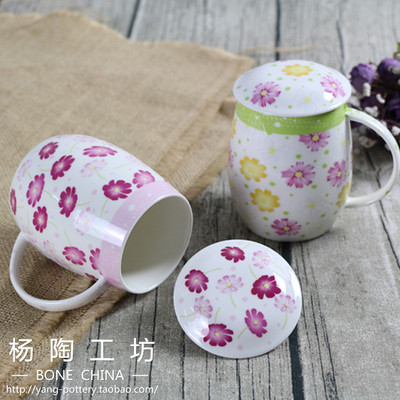 陶瓷田园风少女小雏菊儿童杯包邮
