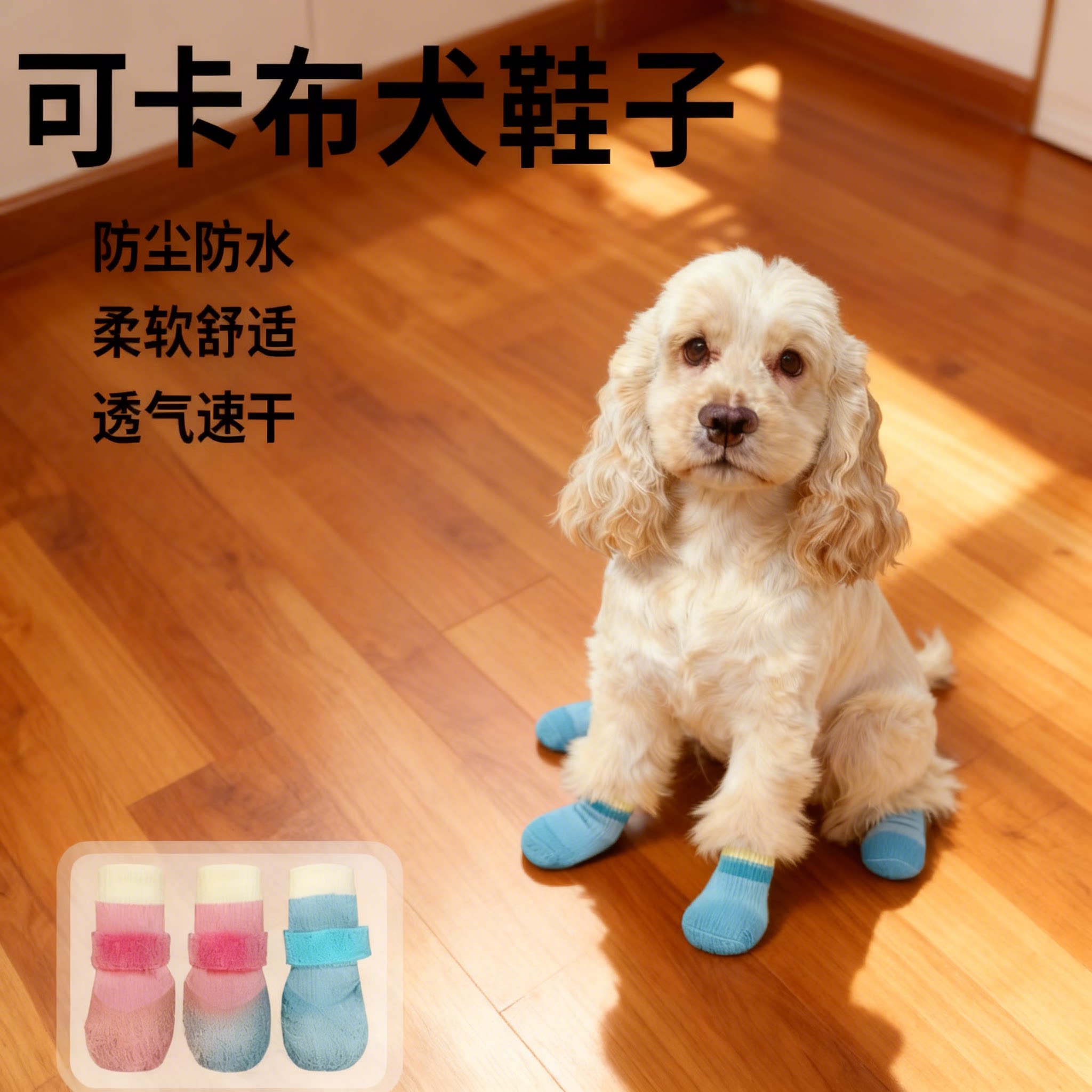 可卡布犬防水防滑防脏软底鞋袜