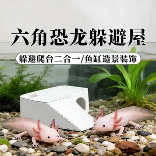 六角恐龙爬架躲避屋蝾螈晒台鱼缸造景用品专用装饰休息恐龙鱼养鱼