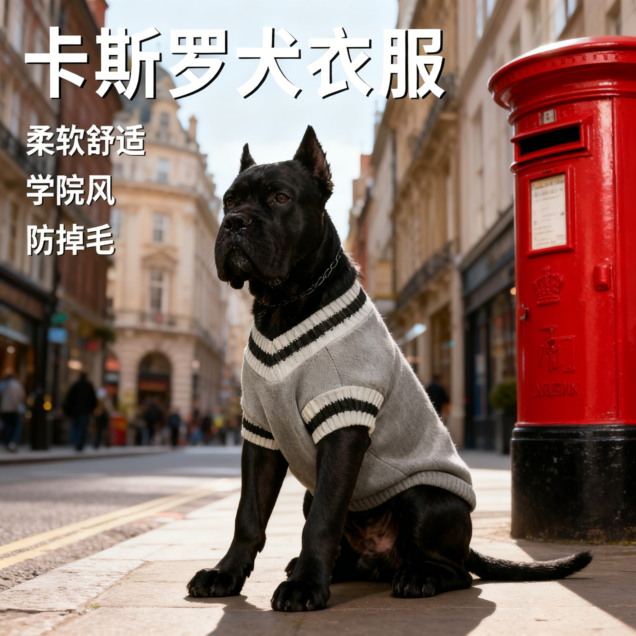 秋冬保暖针织V领卡斯罗犬马甲