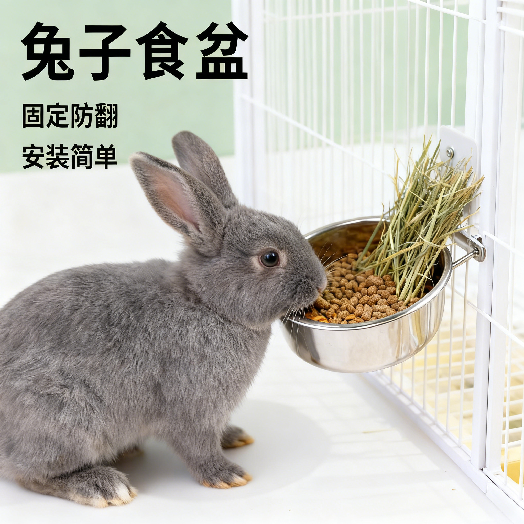 兔子食盆专用不锈钢防打翻悬挂式水碗牢固食盒侏儒宠物用品神器,宠物/宠物食品及用品,猫狗碗/慢食碗,淘宝优惠券,粉丝福利购,淘宝优惠卷