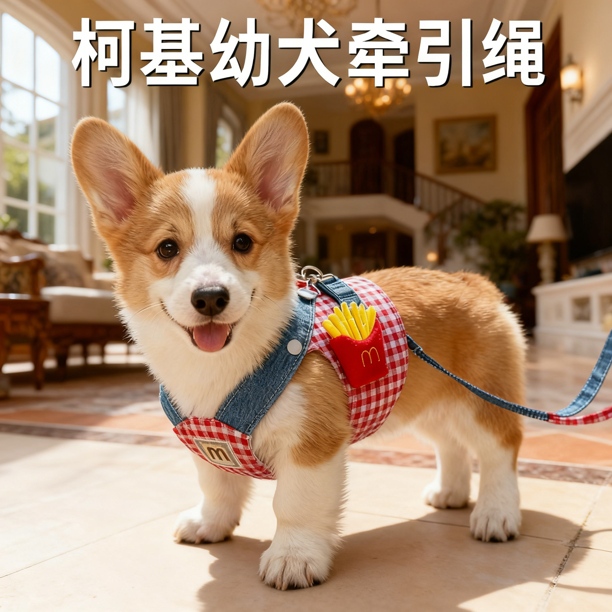 柯基幼犬牵引绳小狗狗专用背心式狗狗衣服帽子薯条牵引外出套装,宠物/宠物食品及用品,猫牵引绳,淘宝优惠券,粉丝福利购,淘宝优惠卷