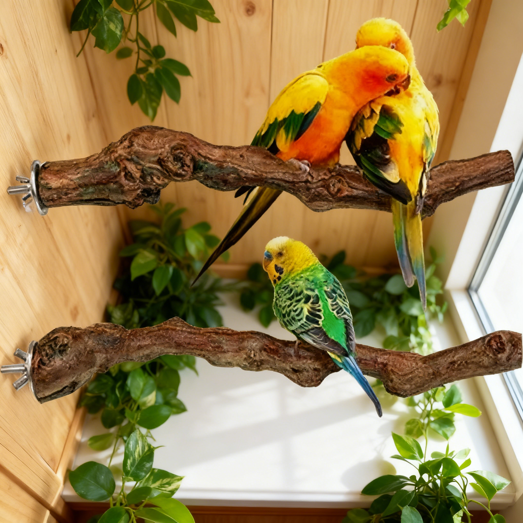 鹦鹉鸟站杆栖息原木苹果花椒葡萄木站棍鸟类磨爪栖息站架鸟笼配件