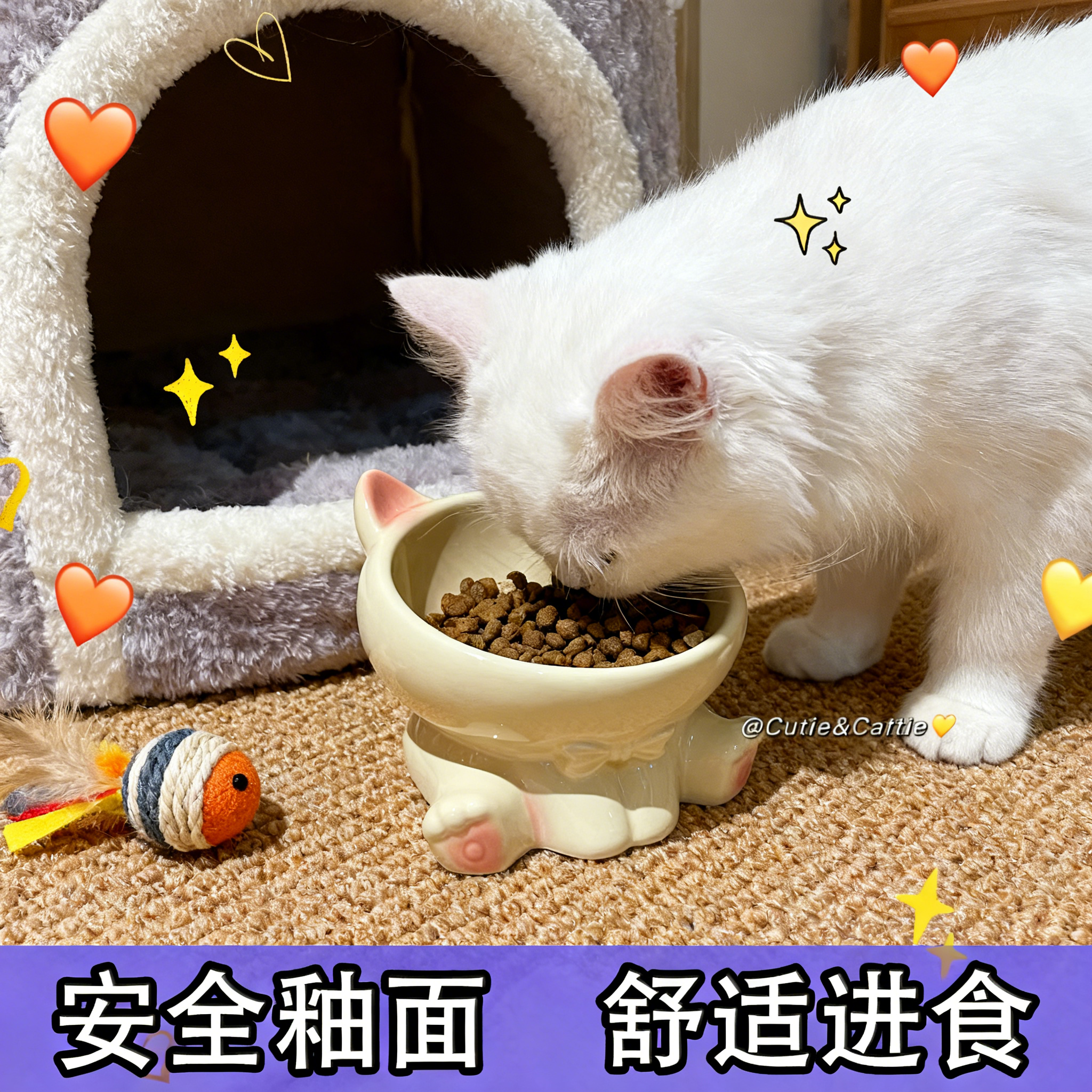 猫碗陶瓷高脚保护颈椎大口径防打翻护颈猫碗宠物食盆安全釉面饭盆,宠物/宠物食品及用品,宠物智能碗,淘宝优惠券,粉丝福利购,淘宝优惠卷
