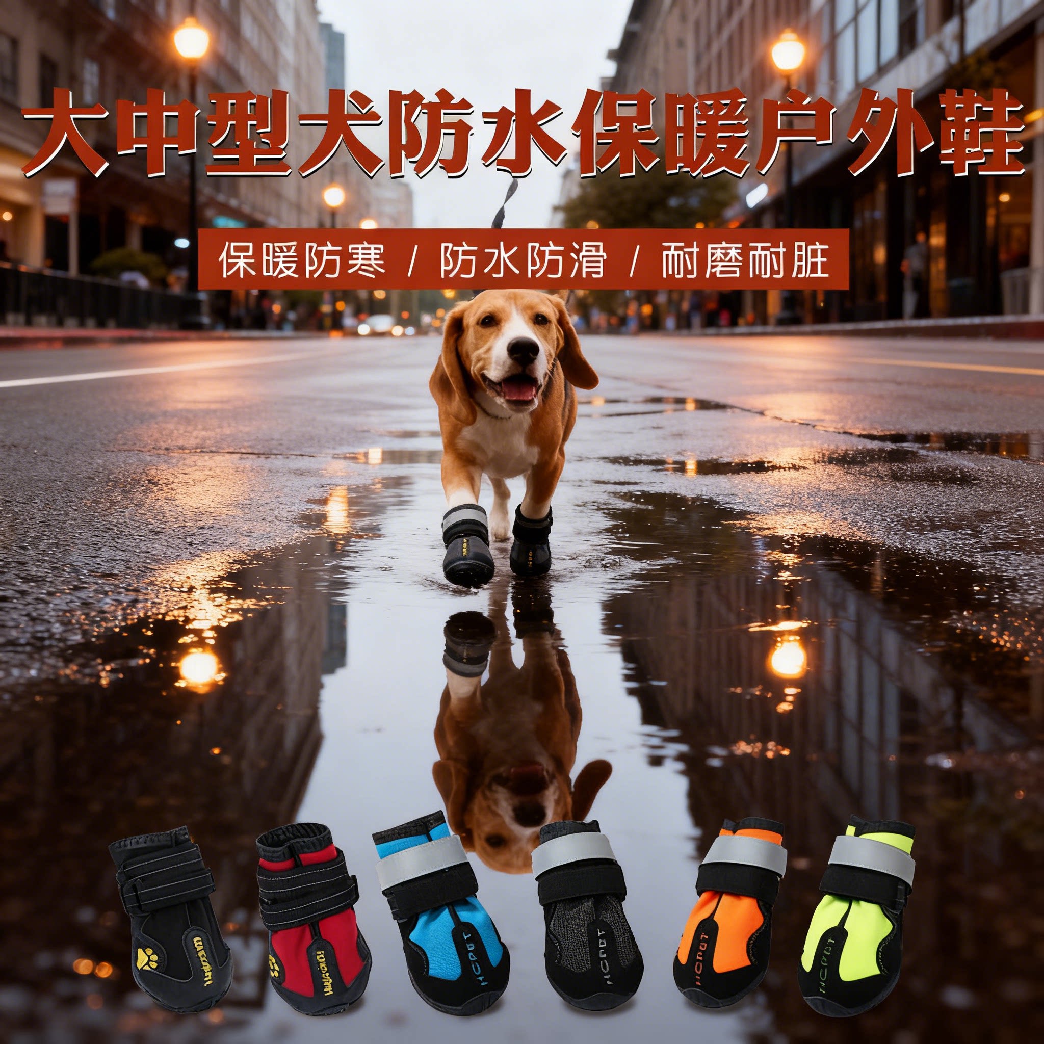 大狗专业狗狗鞋防水防滑耐磨户外子金毛拉布拉多犬德牧防掉宠物鞋