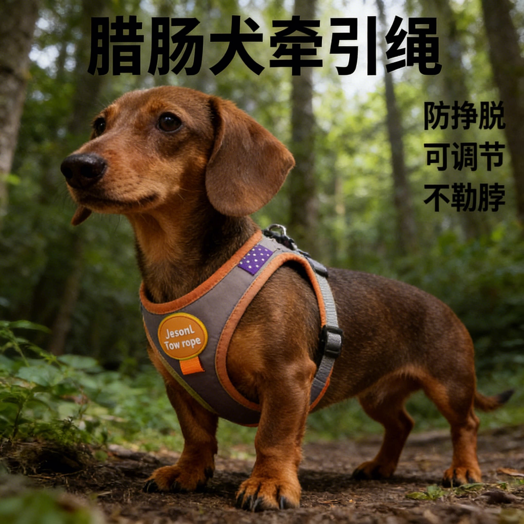 腊肠犬小型犬背心式牵引胸背带图片