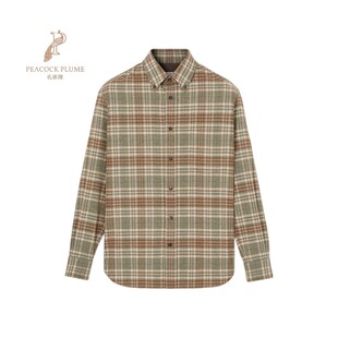 经典 LoroPiana 诺悠翩雅男士 衬衫 圆领绣孔Wish羊毛格子呢新款