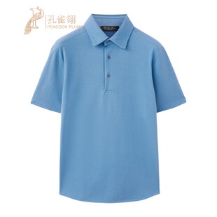 运动休闲Polo衫 Loro 领短袖 蓝色衬衫 Piana 诺悠翩雅男装