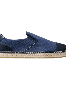 JimmyChoo/周仰杰男鞋蓝色牛仔帆布一脚蹬休闲乐福鞋