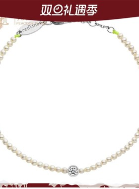 情人节Redline/红绳0.05克拉圆形钻石白金绳制儿童珍珠手链