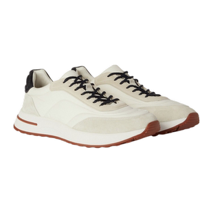 Loro Piana/诺悠翩雅男鞋白色绒面皮革系带休闲潮流舒适运动鞋