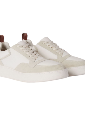 Loro Piana/诺悠翩雅男鞋绒面革嵌片系带低帮休闲白色运动鞋