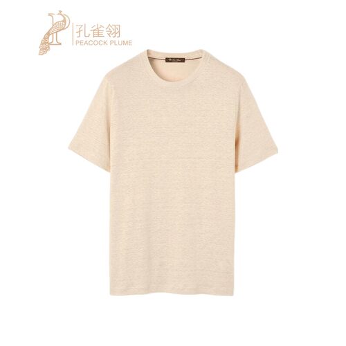 LoroPiana/诺悠翩雅男士亚麻针织短袖T恤波浪外观运动新款