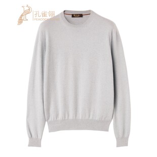 Loro 诺悠翩雅男装 浅灰色小山羊绒圆领套头针织衫 Piana