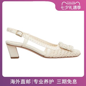 RogerVivier/罗杰维维亚女士高跟鞋钩编露趾搭扣4.5厘米跟新款