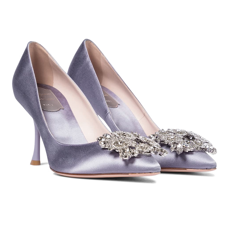 Roger Vivier/罗杰·维维亚新款女鞋水钻镶嵌饰扣尖头高跟鞋
