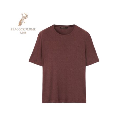 LoroPiana/诺悠翩雅男士真丝棉混纺双面罗纹短袖T恤宽松新款